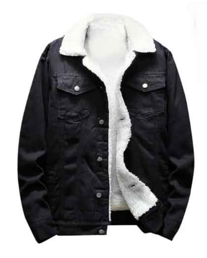 Men’s Denim Winter Thick Fur Lined Jacket