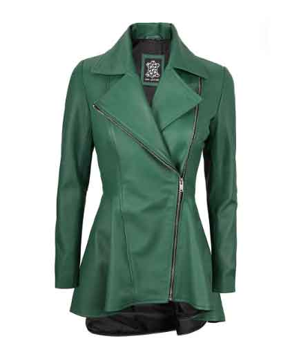 New Stylish Biker Moto Slim Fit Sheepskin Peplum Leather Jacket For Women