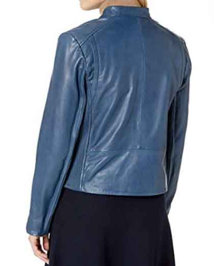 Cole Haan Women's Leather Stand Collar Jacket - Image 2