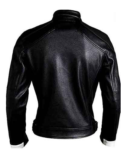 Chicago Mens Biker Black Faux Leather Jacket - Image 2