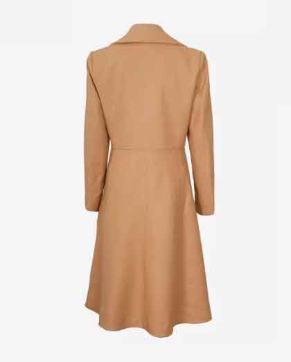 Marci Womens Double Breasted Beige Wool Coat - Image 2