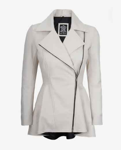New Stylish Biker Moto Slim Fit Sheepskin Peplum Leather Jacket For Women - Image 3