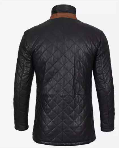 Men's Diamond Quilted Real Lambskin Car Winter Coat - Image 2