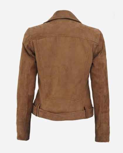 Melanie Brown Suede Biker Leather Jacket for Women - Image 2