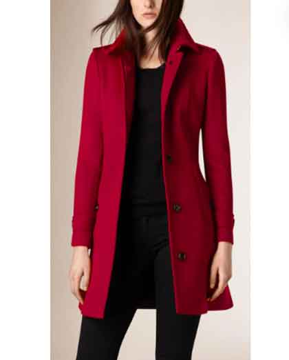Women's Single Breasted Red Wool Coat - Long Winter Blend - Image 2