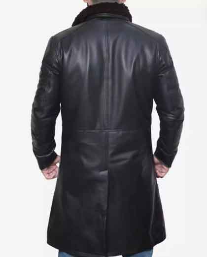 Men's Premium Black Lambskin Leather Sherpa Winter Runner Over Coat - Image 2