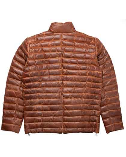 Puffer Leather Jacket Quilted Bridger Tan & Brown Jacket - Image 2