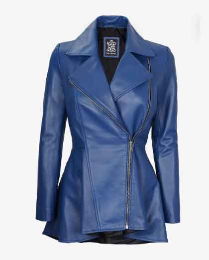 New Stylish Biker Moto Slim Fit Sheepskin Peplum Leather Jacket For Women - Image 6