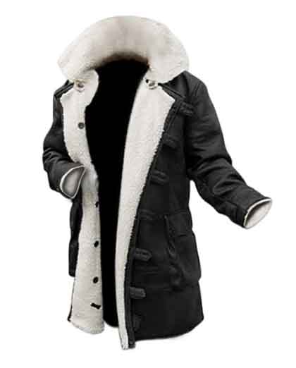 Men's Bane Coat Premium Leather Sherpa Winter Long Coat - Image 2